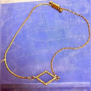 Charming Charlie Slide Gold Bracelet with Pave Crystal Rhombus Sleek Trendy NWT